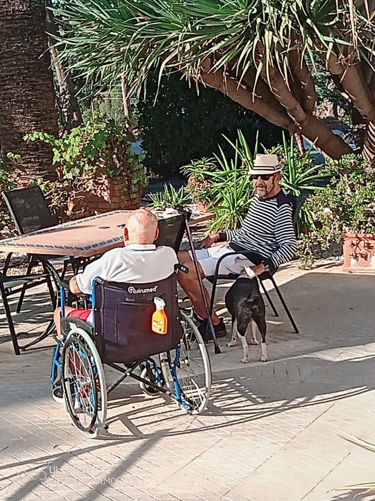 Desayunando en el jardin con robert lee y los perros